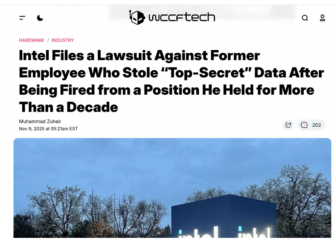 英特爾起訴前員工:解雇后下載上萬份“絕密”文件